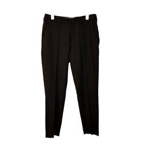 MENS HAGGAR SLIM FIT PREMIUM STRETCH DRESS PANTS BLACK 32X29